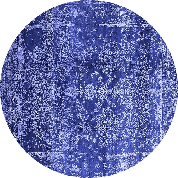 Ahgly Company Indoor Round Oriental Blue Industrial Area Rugs, 6' Round