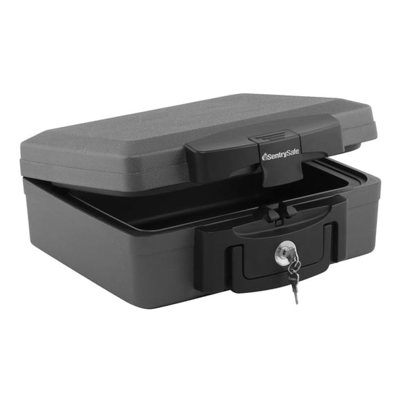 SentrySafe H0100 Fire/Water Chest Safe with Privacy Key Lock, 6.1 in x 14.3 in x 13 in, Black