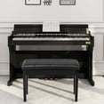 thumbnail image 3 of Costway Solid Wood PU Leather Piano Bench Padded Double Duet Keyboard Seat Storage Black, 3 of 9