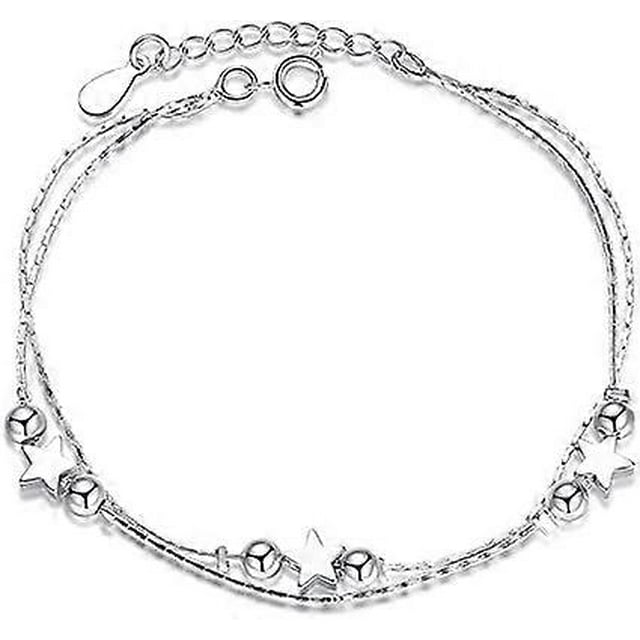 Pulsera con dije de estrellas centelleantes, pulsera de estrellas con cuentas, pulsera minimalista, pulsera para uso diario, pulsera de eslabones, pulsera celestial, regalo