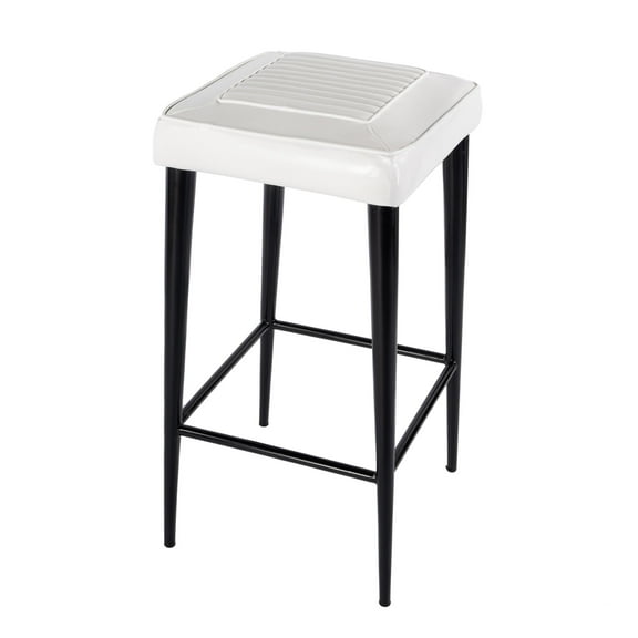 Butler Specialty Maxwell 32"H Leather and Metal Square Backless Bar Stool -White
