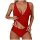 thumbnail image 2 of Trajes de baño para mujer, Trajes de baño para mujer Traje de baño de mujer con abertura, cintura alta, color liso, traje de baño bikini conservador y a la moda Traje de baño de nailon para mujer, 2 of 9