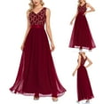 thumbnail image 2 of Womens Elegant Formal Maxi Bridesmaid Dresses Glitter Sequin Long Evening Dress Sleeveless Cocktail Flowy V-Neck Gown, 2 of 7