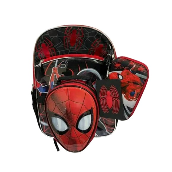 Spiderman Sac à Dos Scolaire pour Enfants -16 Pouces Sac à Bandoulière Multicolore avec Accessoires Assortis
