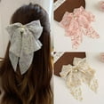 thumbnail image 6 of LSLJS 4 Pcs Silk Satin Hair Bows Set for Women, Ribbon Bow Hair Clip Oversized Long Tail Bowknot Barrettes with Pearl Design Cute sweetness Hair Accessories Valentines Gifts Soft Hairpin for Girls, 6 of 8