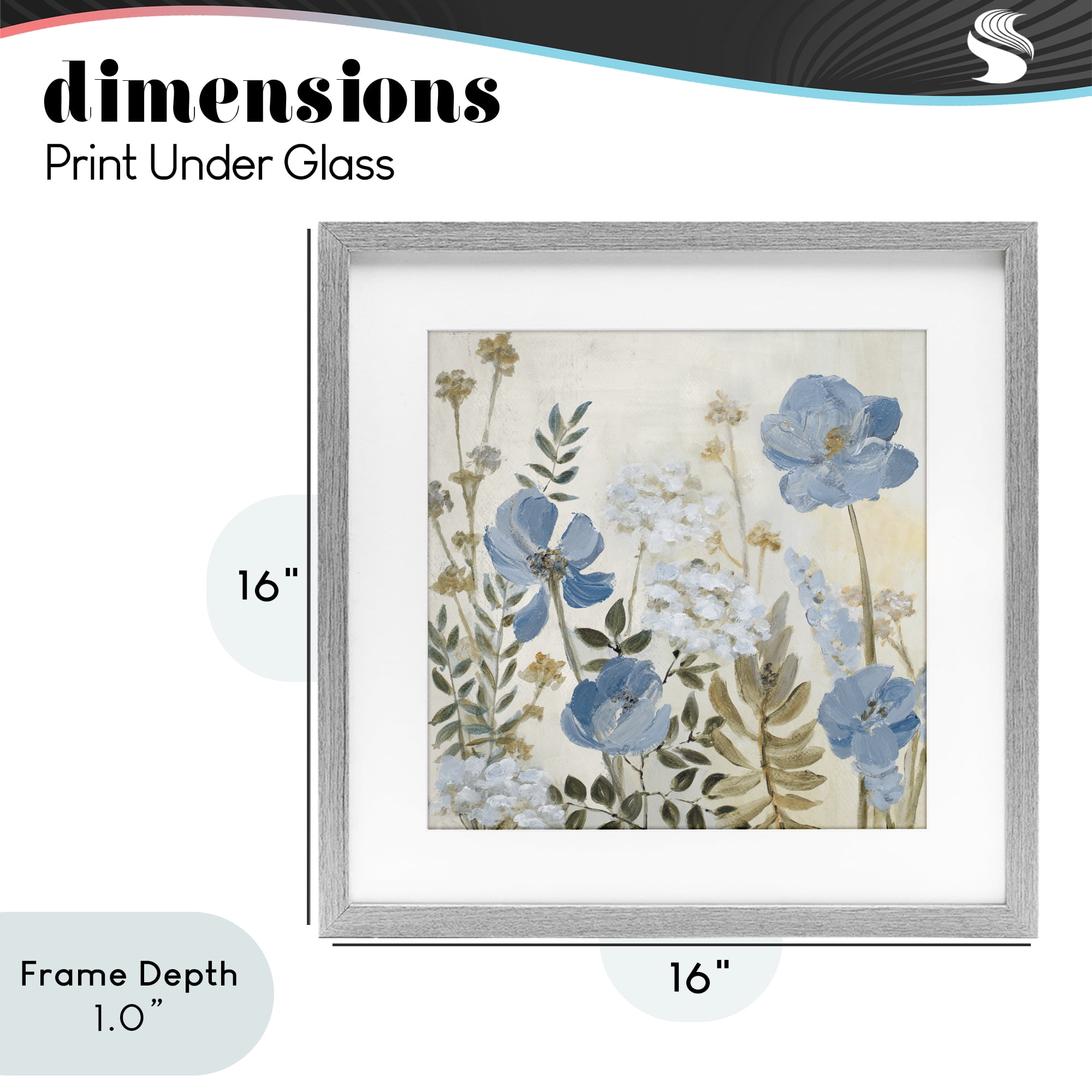 Stupell Industries Peaceful Blue Iris Garden Gray Framed Print Under Glass, design by Lanie Loreth