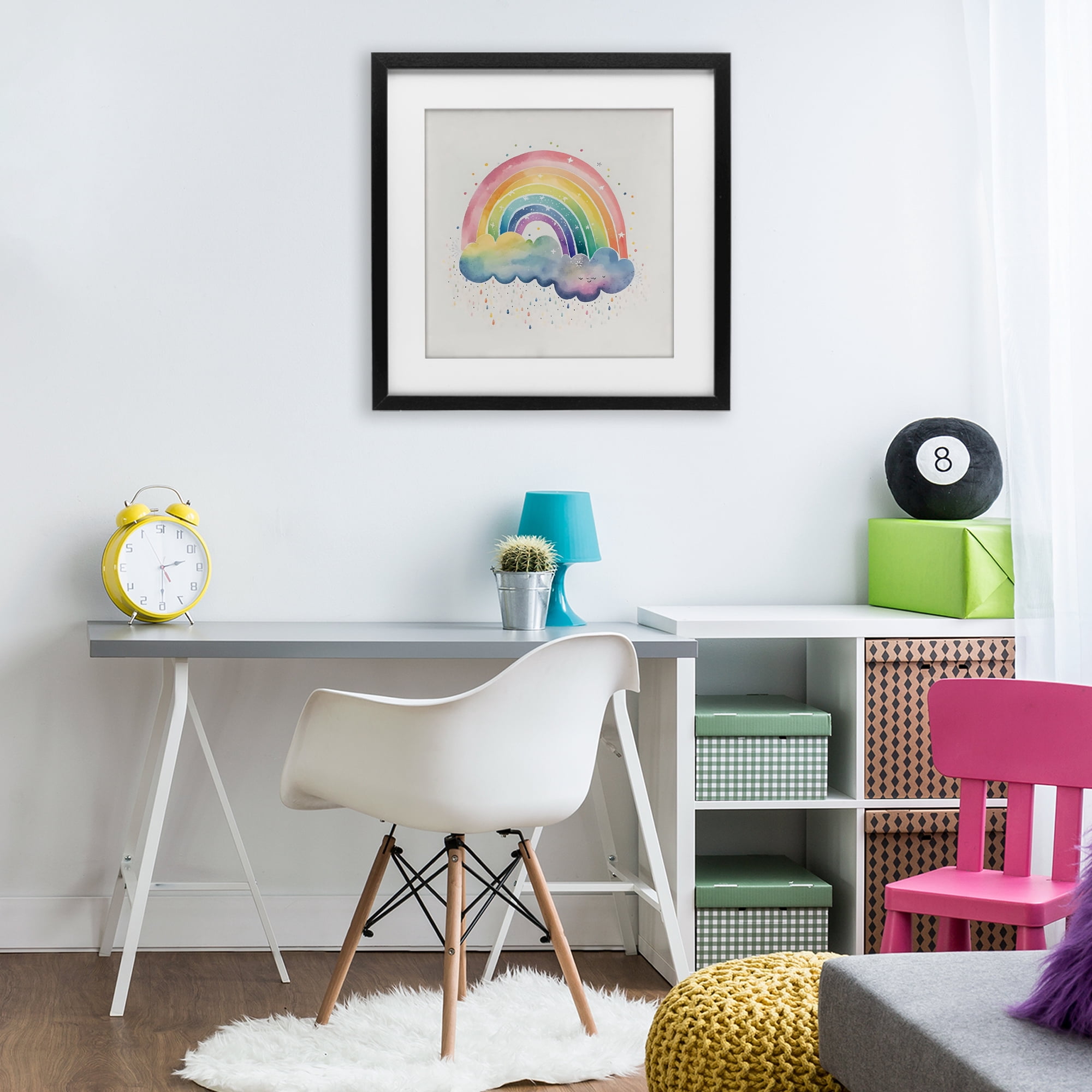 Stupell Industries Bright Boho Rainbow & Stars Black Framed Print Under Glass, design by Creative Studio