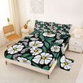 thumbnail image 2 of jejeloiu Modern Floral Bed Sheets For Girls,Bold Pattern Full Size Sheets,Black White Green,4-Piece,1 Flat Sheet, 1 Fitted Sheet and 2 Pillowcases, 2 of 6
