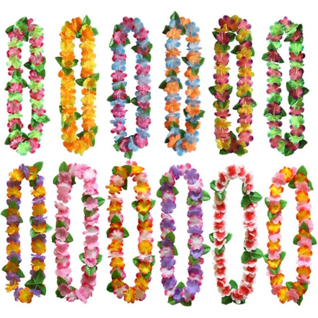 Heytea 12 Piezas Guirnalda de Leis Hawaiano Flores Artificiales de Seda, Guirnalda de Baile de Leis Hawaiano Hula Flores Artificiales Lazo para el Cuello para Decoraciones de Fiest