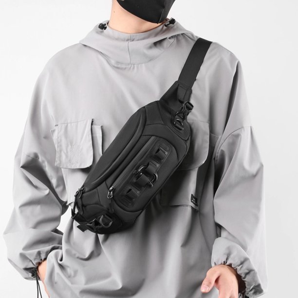 Bolsa De Pecho Riñoneras informales para hombre, nailon ajustable, accesorios para deportes al aire libre (negro)