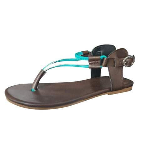 zttd fashion womens flip-flop flats belt buckle strappy open toe beach shoes sandals women s slipper a