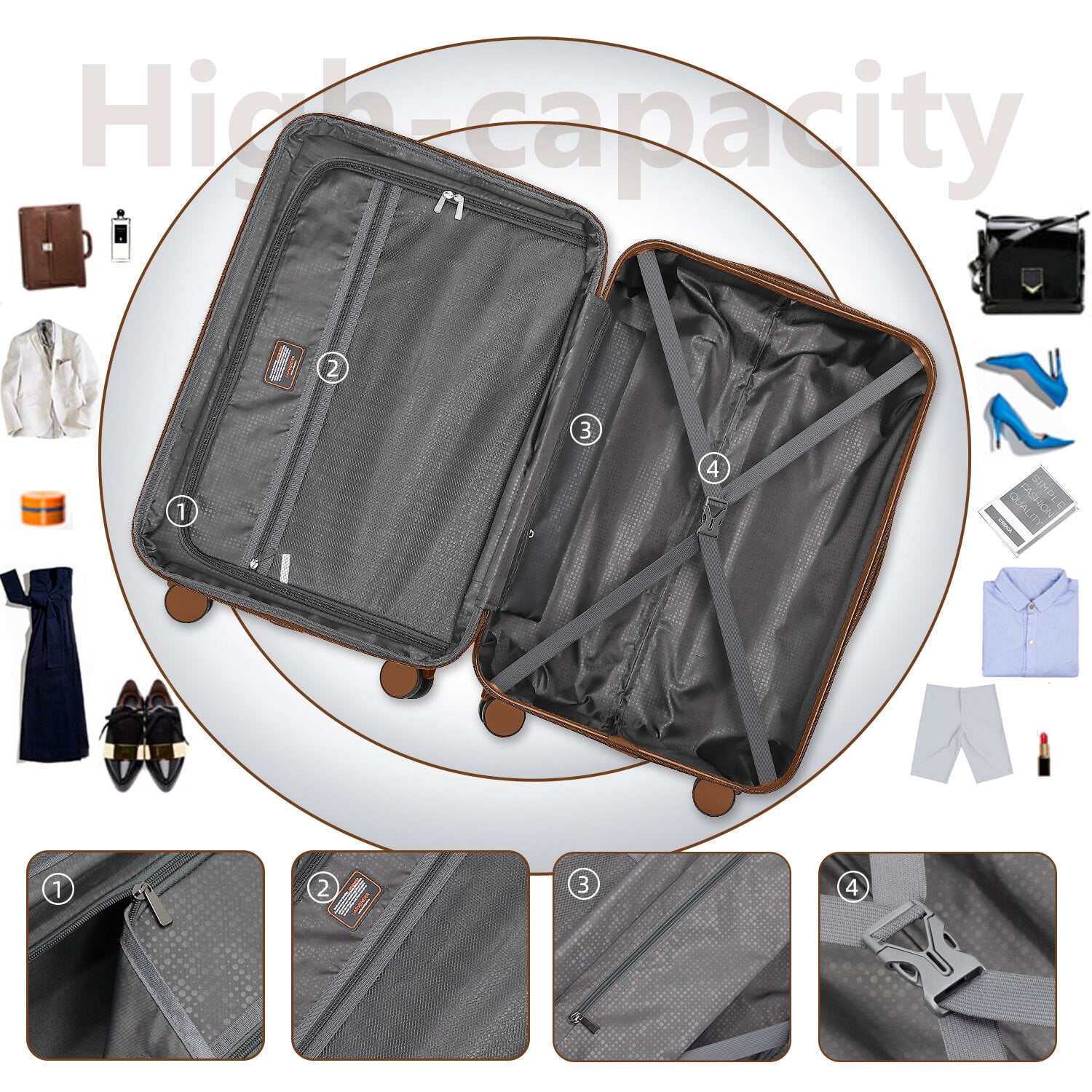 Hardside Suitcase, Luggage Sets 6 Pieces with Duffel Bags Hardside Expandable Suitcases with Spinner Wheels Navy Blue, Navy Blue Hardside Luggage,Abs Hardside Checked Luggage