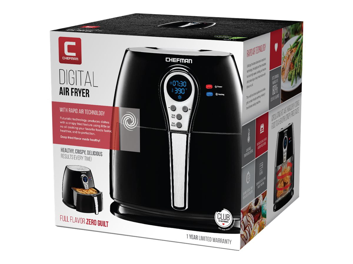 Chefman Air Fryer, 7.4 Qt., Removable Integrated Probe Thermometer,  Electric Indoor Air Fryer + Grill, Stainless Steel/Black RJ38-AFG-7TP-V2 -  The Home Depot