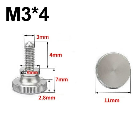 

4pcs M3 GB834 304 Stainless Steel Knurl Head Hand Tighten Glass Lock Thumb Screw M3x4