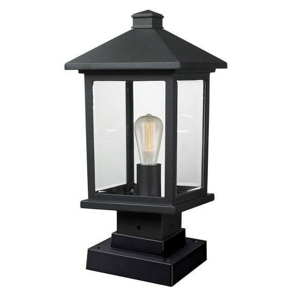 1 Light Outdoor Square Pier Mount Lantern In Country Style 8 Inches Wide By 17 Inches High Z-Lite 531Phms-Sqpm-Bk