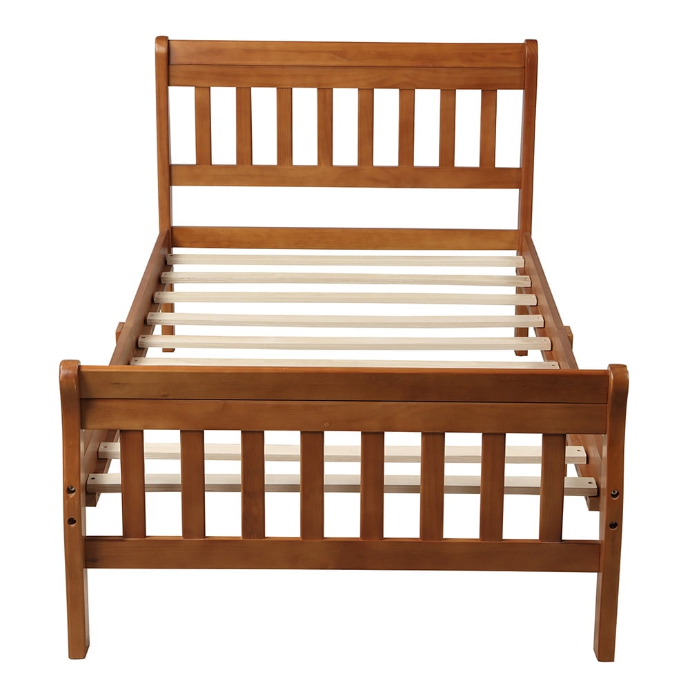 Sale Wood Platform Beds with Headboard/Footboard/Wood Slat Support, Twin Bed Frame Panel Sleigh Bed, Oak