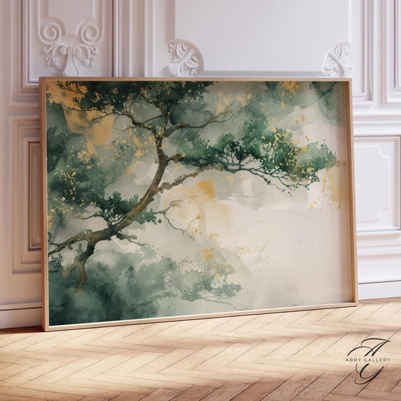 Abstract Tree Art Poster: Green Forest Decor, Unframed Poster Size 8x12