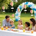 thumbnail image 2 of Kids Birthday Hot Air Balloon Garland – 3D Large Paper Hanging Decoration, Rainbow Balloon with Clouds & Stars, Perfect for 1st, 2nd, 3rd Birthday Party 5PCS, 2 of 7