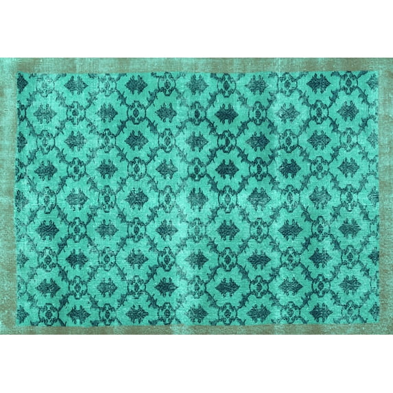 Ahgly Company Machine Washable Indoor Rectangle Persian Turquoise Blue Traditional Area Rugs, 6' x 9'