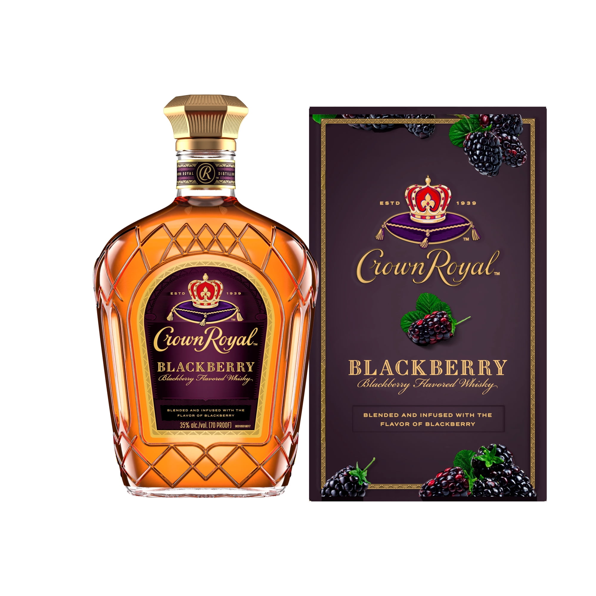Crown Royal Blackberry Flavored Whisky, 750 ml, 35% ABV