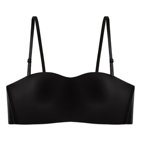 

Fabiurt Women s Bra Women s Comfortable Fixed Cup Adjustable Gathered Breathable Non Slip Strapless No Steel Ring Wrapped Bra Black