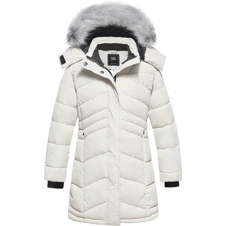ZSHOW Girls' Long Winter Parka - Insulated Waterproof Puffer Jacket With Hood For Cold Weather