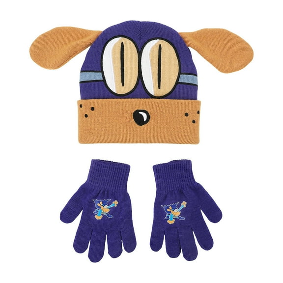 Dog Man Bark Knight Youth Cuff Hat and Knit Gloves Cold Weather Set