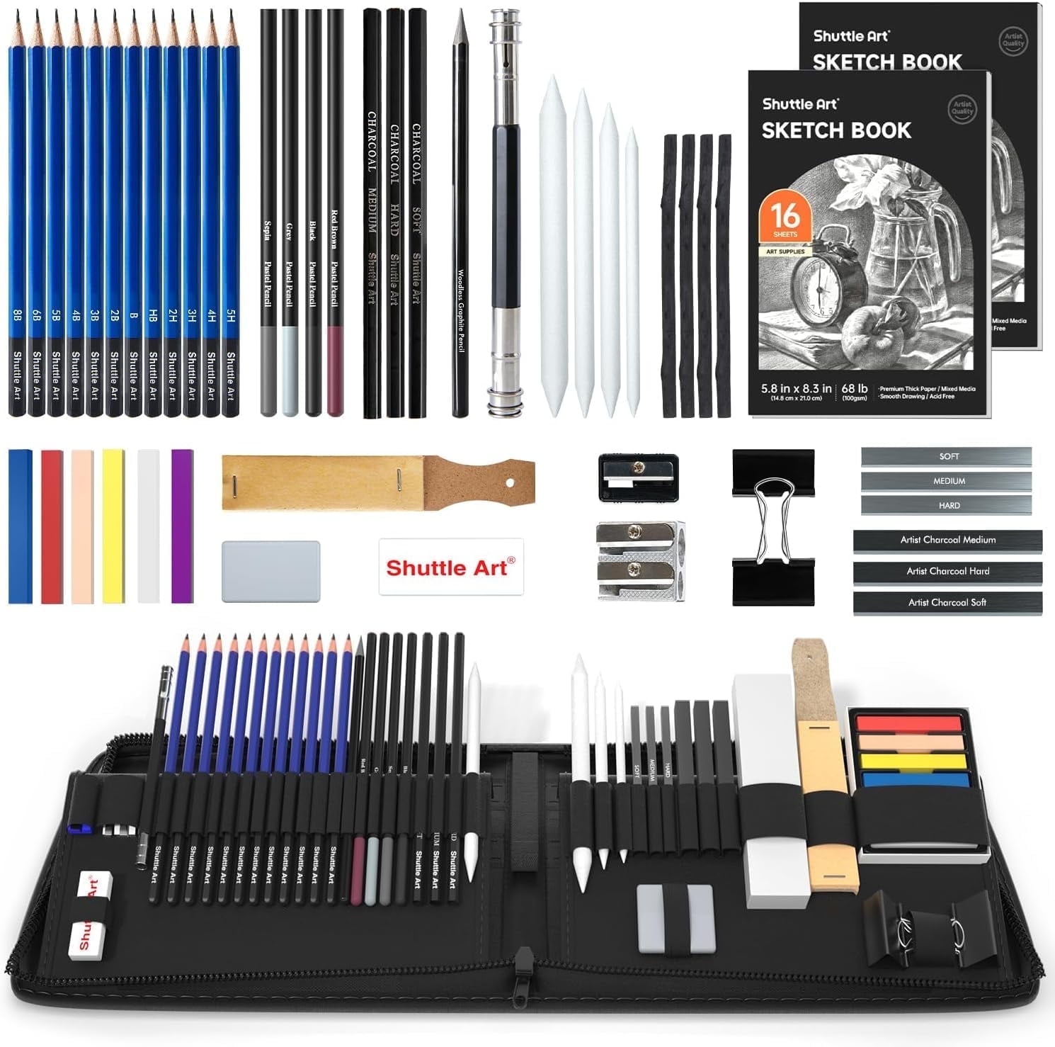 Shuttle Art Professional Sketch Pencil Set, 52 Pieces photo 1
