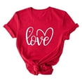 thumbnail image 2 of LVHAOGJOB Chemises Grande Taille pour Femmes Manches Courtes Imprimé Hauts Cœur Mignon Décontracté T-Shirt Dames Col Rond, 2 of 5