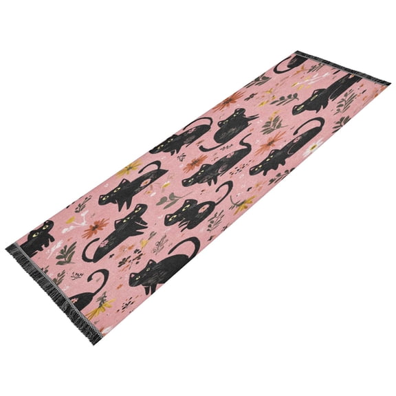 Vintage Modern Runner Rug,Non Slip Machine Washable 72"x23.5" Polyester Material Pet-Friendly Durable,Applicable to Entryway Rug Living Room Rug Bright Eyed Cat