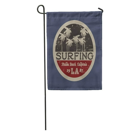 KDAGR Board of Surfing and Surf in California Malibu Beach Vintage Stamp Graphics Seal Garden Flag Decorative Flag House Banner 12x18