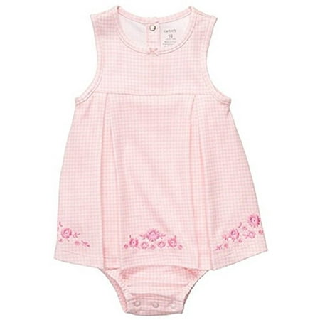 Carter's - Carter's Baby Girls' Pink Checkered with Flowers Romper ...
