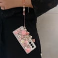 thumbnail image 2 of for Samsung Galaxy Z Fold 6 Case,Cute Bling Glitter Sparkle Stunning Stones Diamond Rhinestone 3D Handmade Pearl Rose Flower with Wrist Lanyard Women Girly for Galaxy Z Fold 6 (Pink), 2 of 16