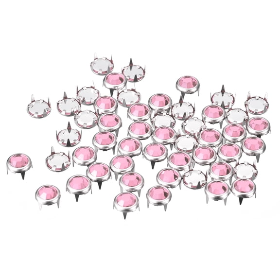 Uxcell 100Pack 8mm Rhinestone Stud Refills Embellishment Decorative Rivets Pink