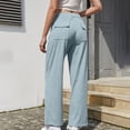 thumbnail image 5 of Scyoekwg Wide Leg Sweatpants Women Ladies Sweatpants Solid Color Casual High Waist Corduroy Wide Leg Pant With Pocket Loose Comfy Trousers Light Blue,S, 5 of 5