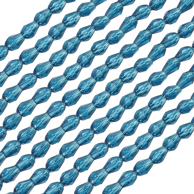 Uxcell 650Pcs Teardrop Faceted Glass Crystal Beads for Jewelry Making, Sky Blue