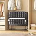 thumbnail image 4 of 75" Folding Bed with Adjustable Headboard, Rollaway Guest Bed for Tall People, Portable Twin Cot Frame on Wheels, Easy Assembly, Black, 4 of 14