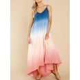 thumbnail image 3 of Robe Maxi Dégradée Sans Manches Dos Nu Col en V Ourlet Haut-Bas pour Femmes, 3 of 5