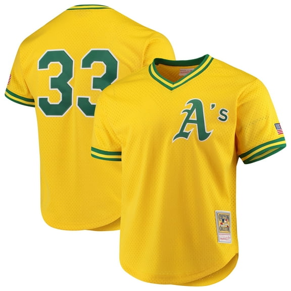Men's Mitchell & Ness Jose Canseco Gold Athletics Cooperstown Collection Mesh Batting Practice Jersey