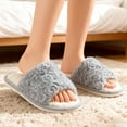 thumbnail image 4 of TRANSLINK Fuzzy Open Toe Slippers Soft Memory Foam Slides Comfort Portable Gift Women Mom Mothers Day, 4 of 6