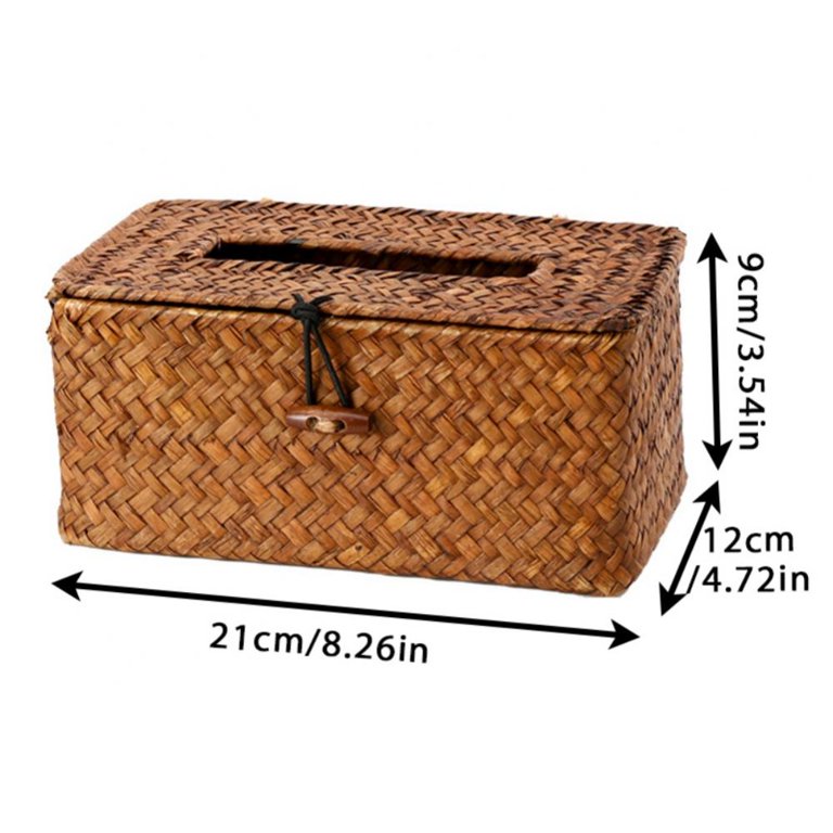 Wicker Rectangular Toilet Paper Basket in Straw Color. Toilet