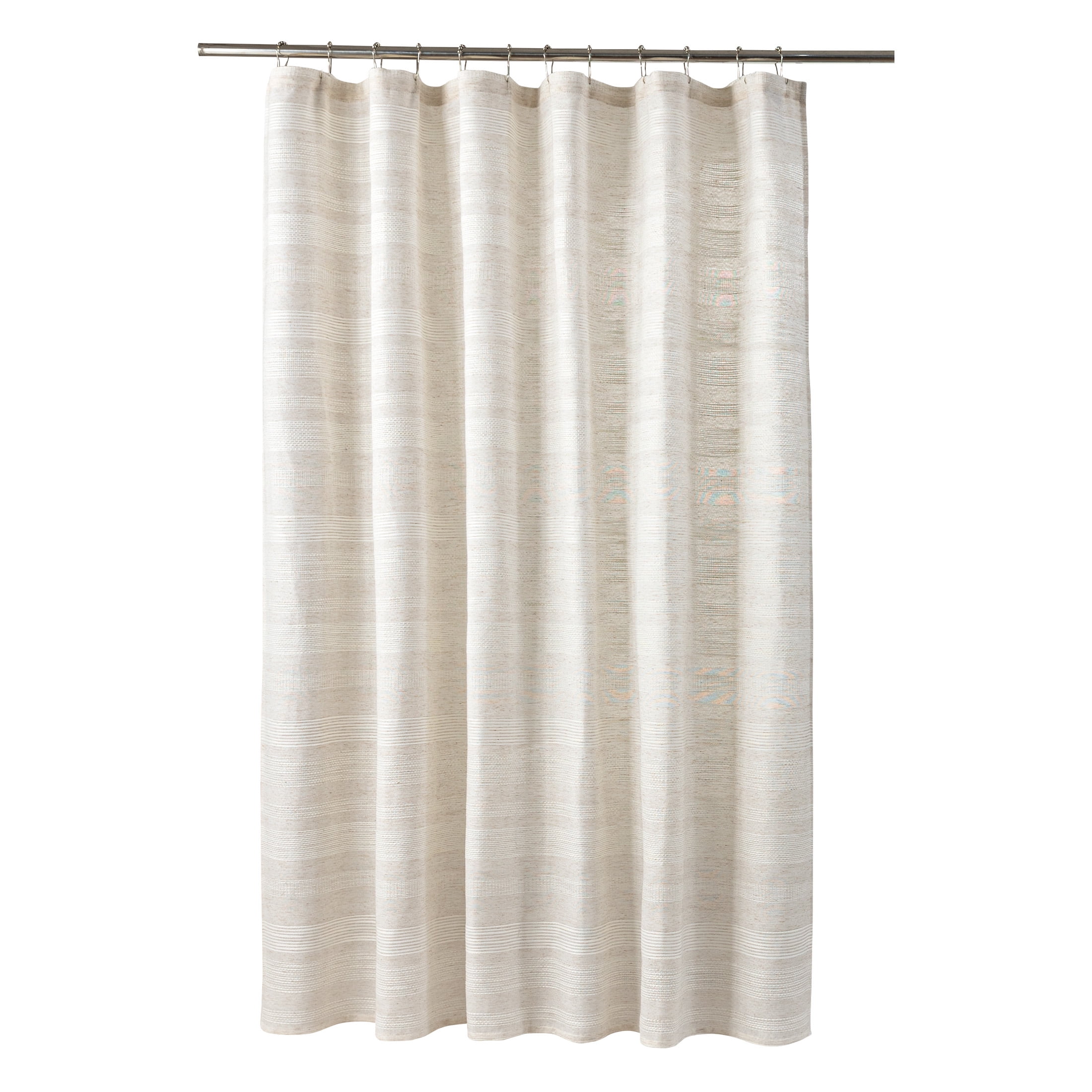 Sleep Zone Jacquard Waffle Shower Curtain, Hotel Textured Linen-Look Waterproof Curtains for Bathroom and Bathtubs, 72" x 72" Ivory White
