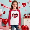 thumbnail image 2 of Kids Long Sleeve Tops Valentines Day Gifts Boys Girls Crewneck Raglan Shirt Love Heart Print Spring Casual Tees (14-15 Years, Red #C), 2 of 6