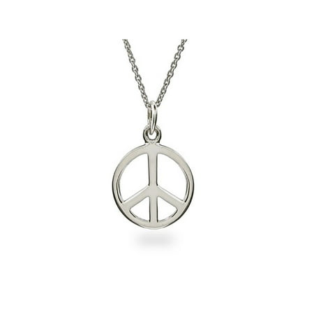 Sterling Silver Peace Sign Necklace  (16