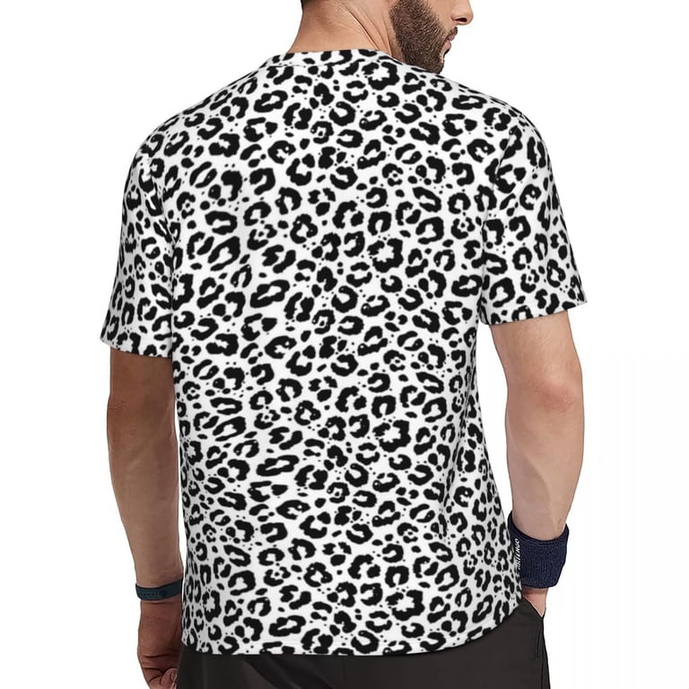 T Shirt For Men Animal Gym T-Shirt Black and White Leopard Print