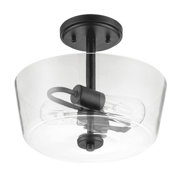 Prominence Home Viktoria 13" Bronze Semi Flush Mount Light with Clear Glass Shade