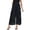 A-Black1198, variant on XIAONU Women's Chiffon Wide Leg Culottes Elastic Waist High Waist Cropped Pants Lightweight Elegant Office Casual Pants