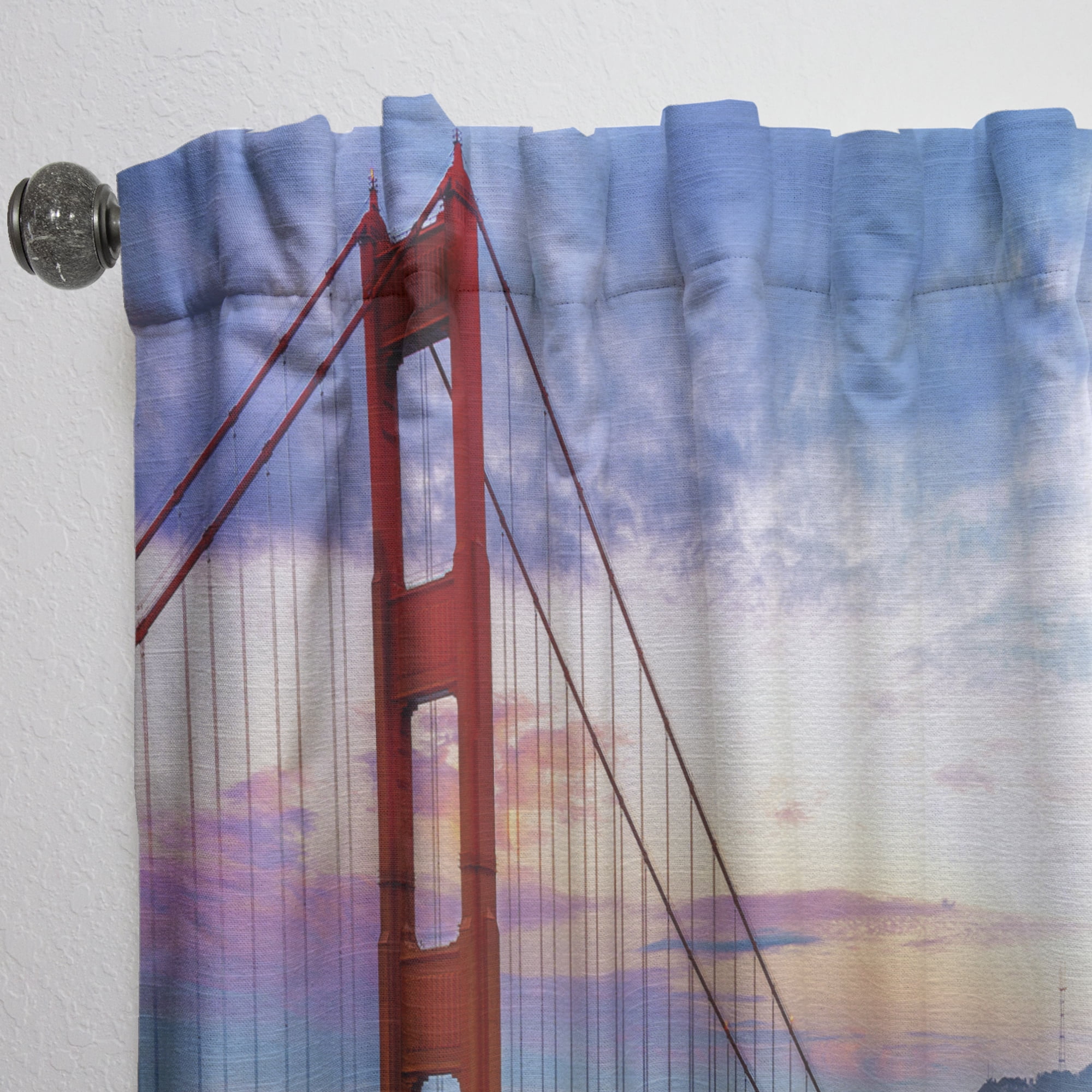 Designart 'Golden Gate in San Francisco' Sea Bridge Curtain Panel