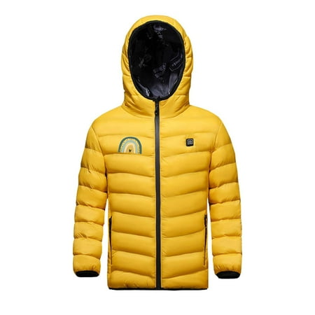 

DOSUKRAI Heated Puffer for Children Hooded Puffer for Children Cute Print Waterproof 3 Heated Rechargeable Coat Zipped Thermal Windproof Winter 2025 Flash Deals of the Day Yellow 6 Years