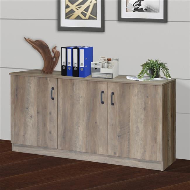 Saint Birch Alaska 3Door Credenza Storage Gray Oak